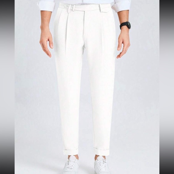 Manfinity Mode Men Fold Pleated Detail Slant Pocket Suit Pants - Picture 2 of 4